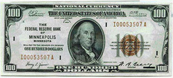 Federal Reserve Banknote, $100, 1929 year. You need only $100,- to start trading binary options.